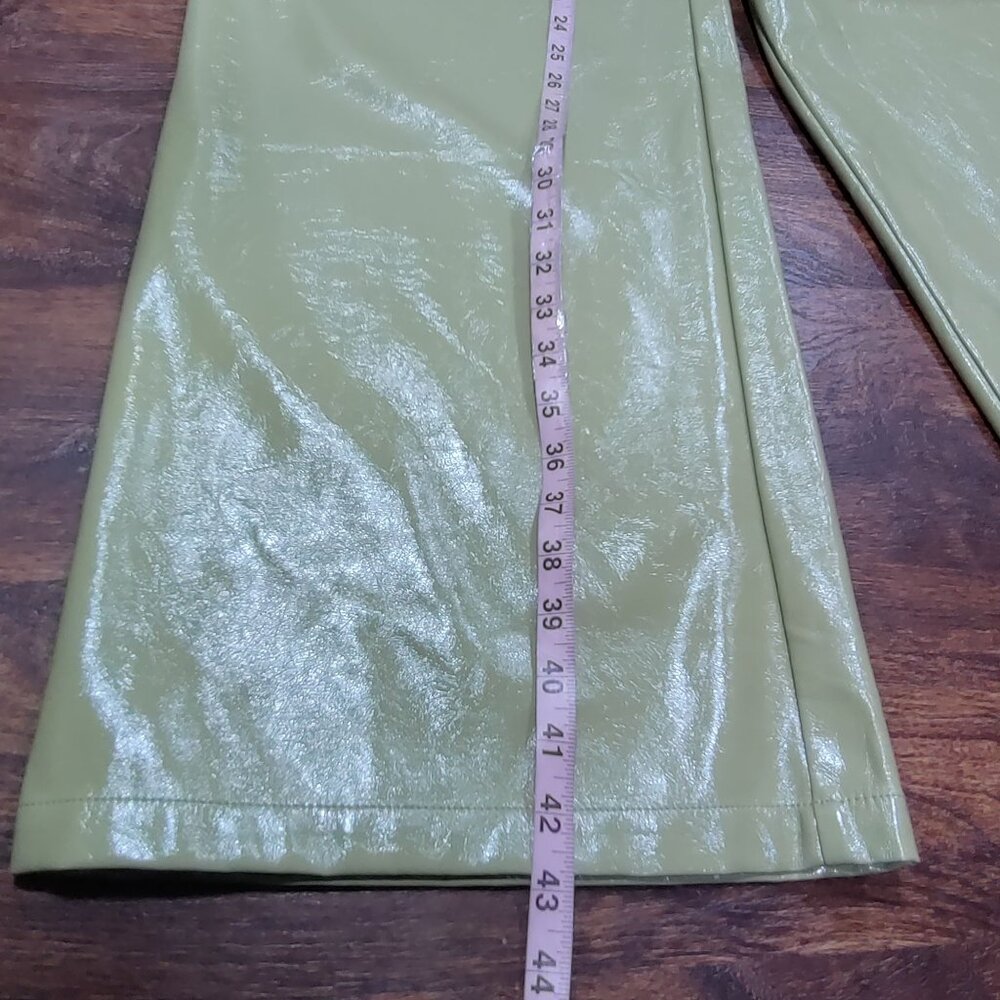Danielle Bernstein Olive Patent Faux Leather Fully Lined Wide-Leg Pants Size 14 - Picture 16 of 16